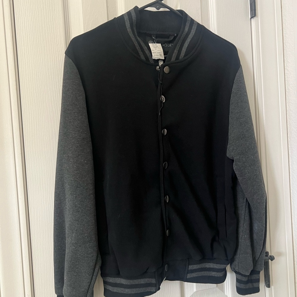 Stylish Kids Varsity Jacket in Black and Gray